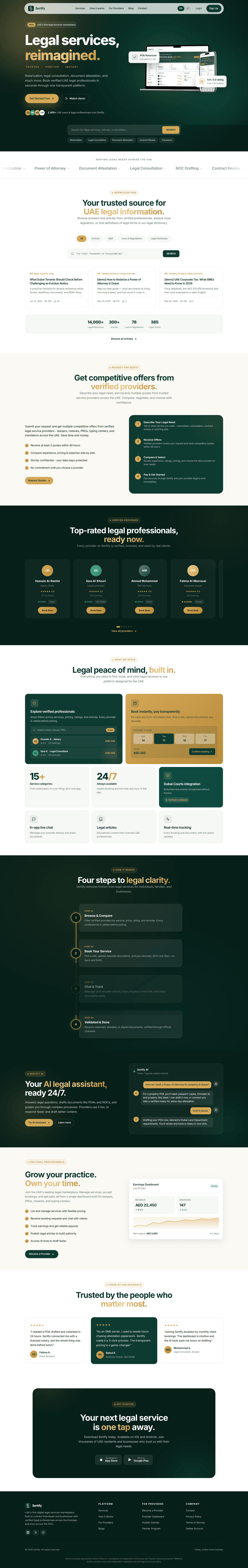 Full Sertify homepage, top to bottom