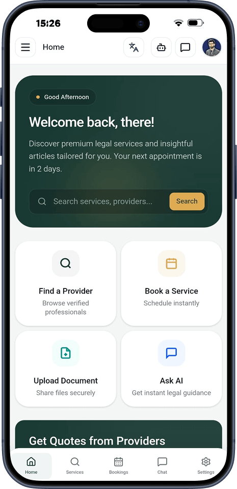 Mobile app screen